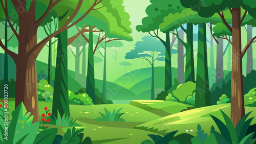Serene Forest Landscape. A Picturesque Nature Scene