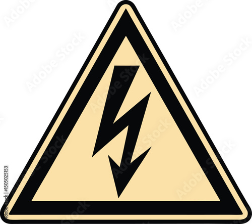 high voltage warning sign with black lightning bolt inside triangle safety symbol