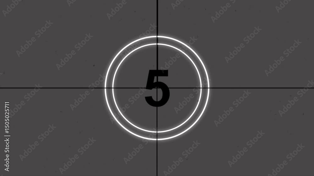 Ten seconds countdown timer animation retro projector style from 10 to 0, Retro vintage style countdown from ten to zero (retro projector style)Old retro wipe rolling effect. grain and 