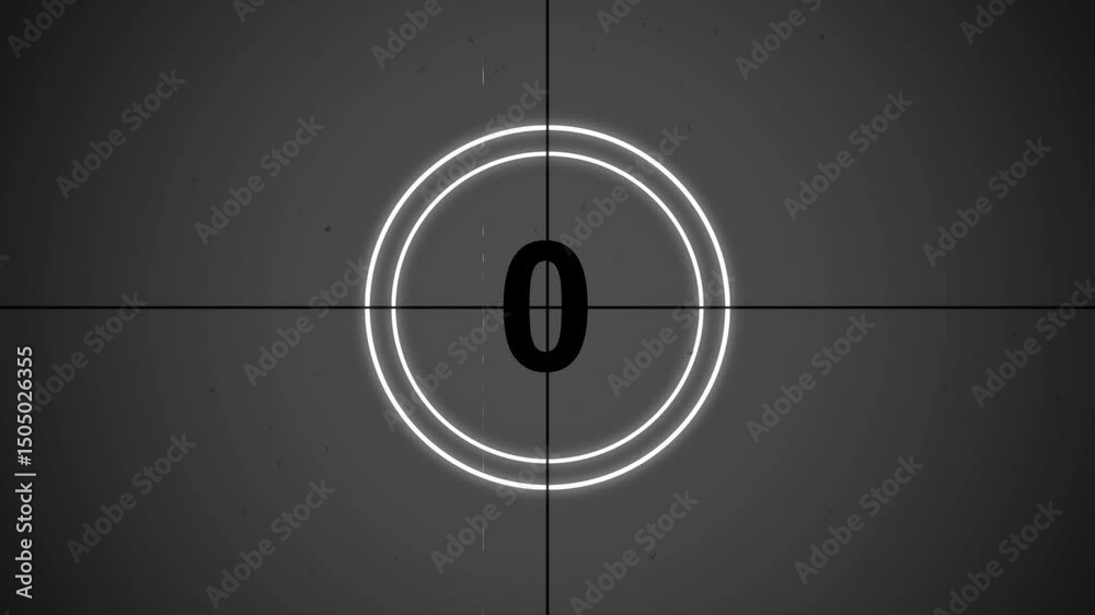 5 seconds countdown timer animation retro projector style from 5 to 0, Retro vintage style countdown from ten to zero (retro projector style)Old retro wipe rolling effect. grain and 