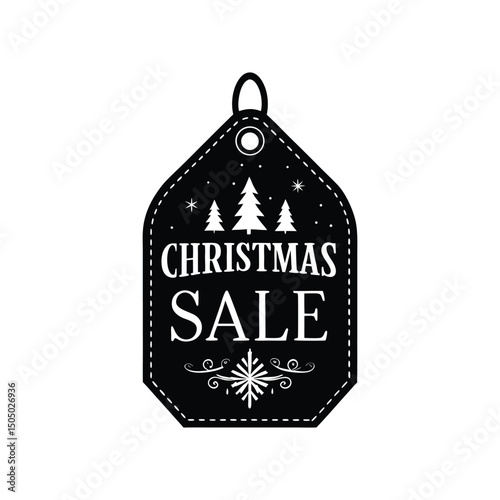 Flat and Minimal Christmas sale price tag logo vector illustration isolated on white background