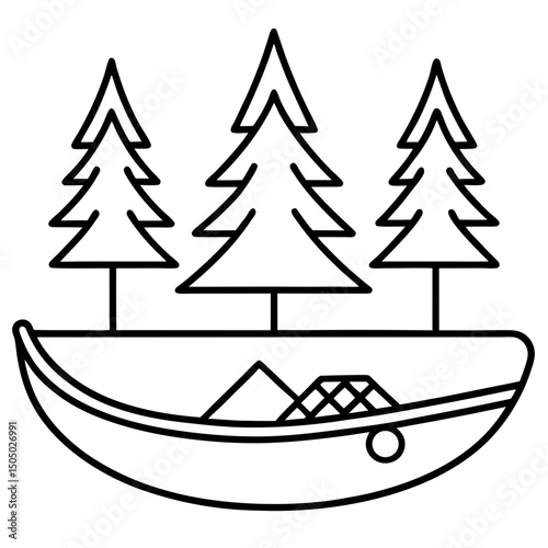Minimal Canoe Sled Vector on White