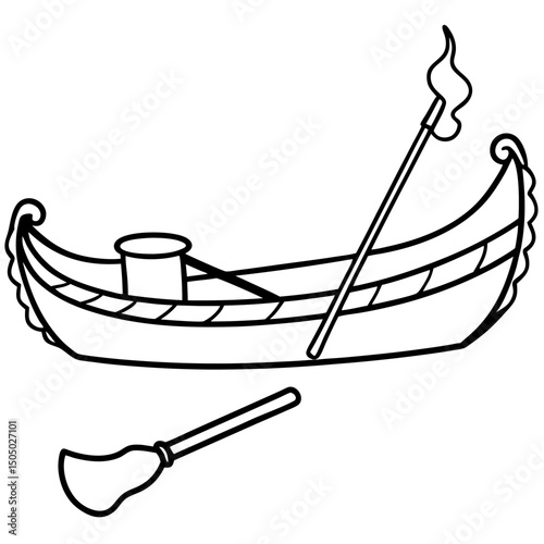 Minimal Canoe Sled Vector on White
