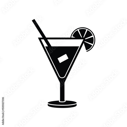 Flat and Minimal Cocktail drink logo vector illustration isolated on white background