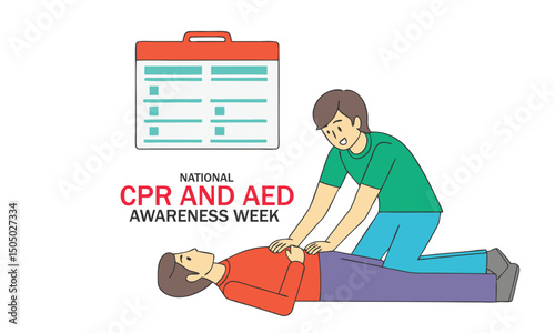 National CPR and AED Awareness Week. CPR concept illustration background. 