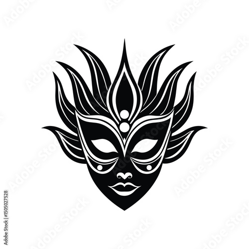 Flat and Minimal colorful venetian masquerade mask logo vector illustration isolated on white background