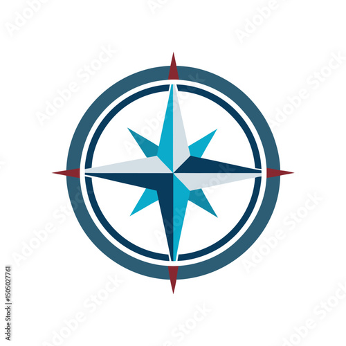 Flat and Minimal compass logo vector illustration isolated on white background