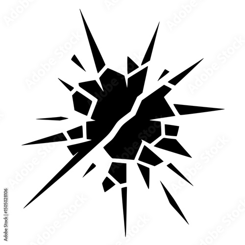 Silhouette of glass cracks