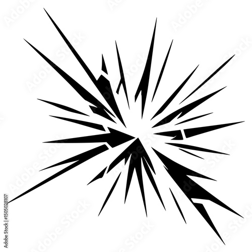 Silhouette of glass cracks