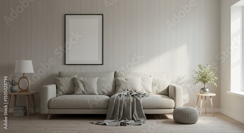 Serene Living Room with Neutral Tones and Sunlight