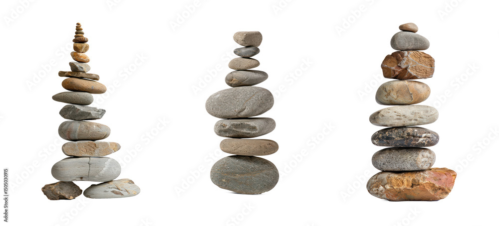 Fototapeta premium Collection of stack of pebbles