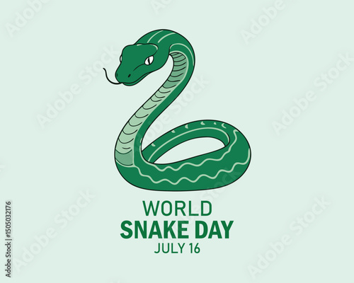 World Snake Day. July 16. Holiday concept. Template for background, banner, card, poster with text inscription