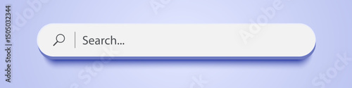 3d search bar Internet browser engine on purple background for UI design, website interface element with web icons and push button vector