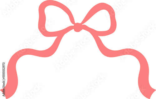 Red Ribbon Bow Illustration, Festive Clipart, Elegant Holiday Art

