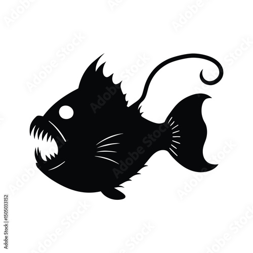 An anglerfish silhouette vector art illustration