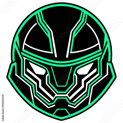 Cyber Neon Green Helmet – Vector on White