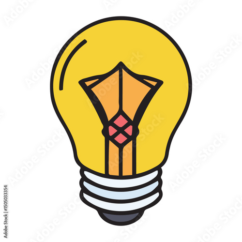 Illuminating idea with creative design in graphic illustration. Simple, stylized lightbulb with a pen-like filament within, signifying a creative solution.