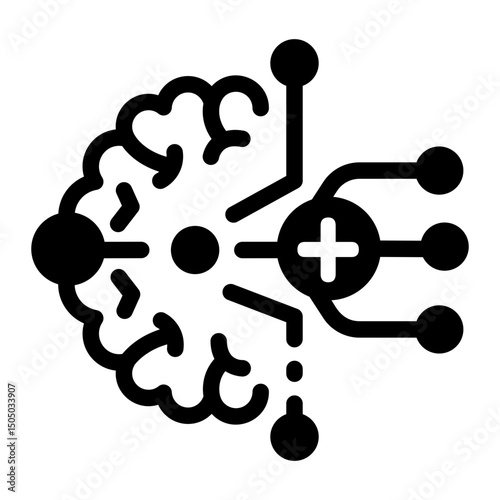 An icon of neural network connection designed in glyph style
