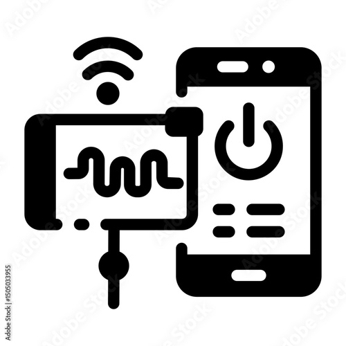 Glyph icon showing voice activated technology system
