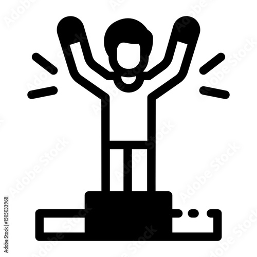 Glyph icon denoting business success achievement
