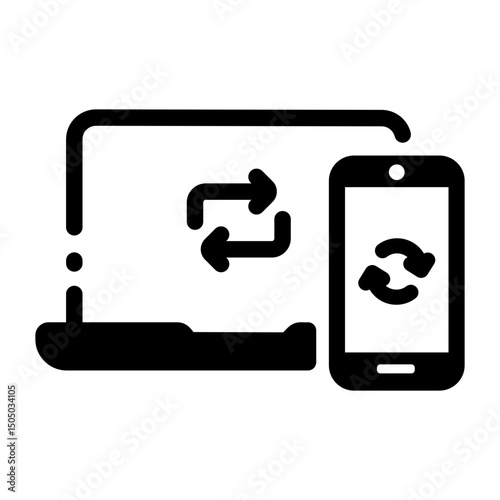 Filled style icon representing device sync operations

