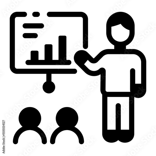 Glyph icon representing business training session