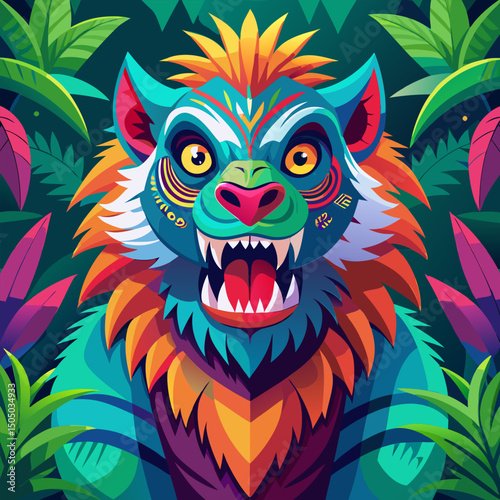 Vibrant Jungle Beast. A Colorful Mythical Creature
