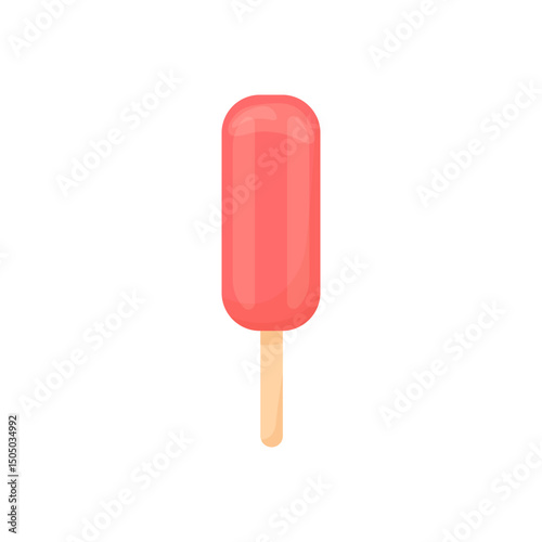 Bright red popsicle  vector   ice cream with a wooden stick in hand drawn style. Perfect for seasonal designs, food packaging, children’s prints, and fun holiday themes.