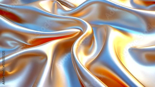Luxurious golden fabric with soft, undulating waves and shimmering highlights, presenting a rich and elegant texture close-up
