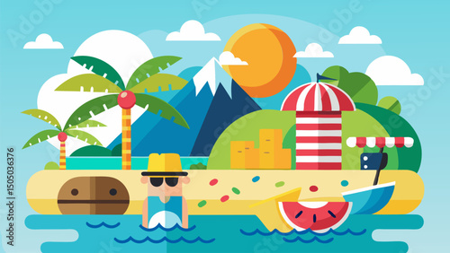 Tropical Island Getaway. Summer Vacation on a Secluded Beach