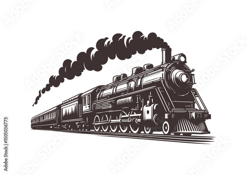 silhouette illustration of vintage train (artwork 2)