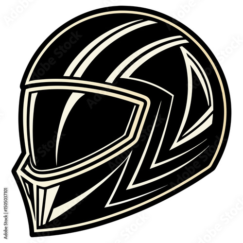 Black & Gold Luxury Racing Helmet – Vector on White