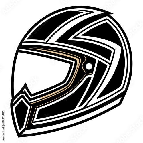 Black & Gold Luxury Racing Helmet – Vector on White