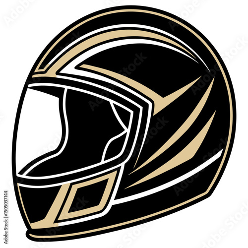 Black & Gold Luxury Racing Helmet – Vector on White