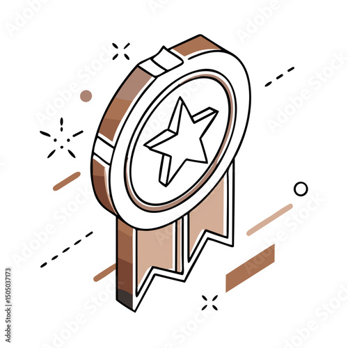 Award Badge Icon - Achievement Badge Icon with Star for Gamification Elements, Employee Recognition Platforms, Educational Apps, Time-Based Rewards Systems and Digital Certificates