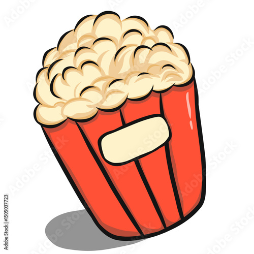 Hand-drawn Cute Popcorn Bucket Icon Illustration - Isolated Cartoon Movie Snack Art
