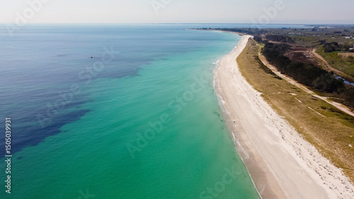 Vue aérienne de la Plage de Kermyl, Beg-Meil à Fouesnant	
