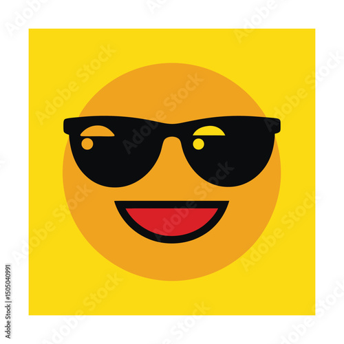 Cool smiley face with sunglasses representing happiness and positive attitude