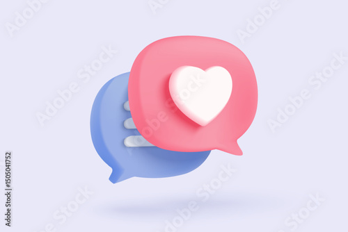 3D speech bubbles symbol on social media icon isolated on pastel background. Comments thread mention or user reply sign with social media. 3d speech bubbles icon vector with shadow render illustration