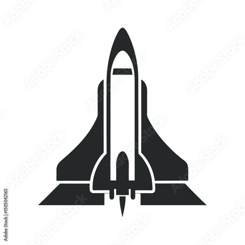Space Shuttle Black Silhouette Vector Art