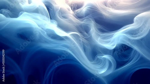 Ethereal swirls of wispy blue and white light create a dreamy, otherworldly atmosphere with a sense of depth and flowing movement