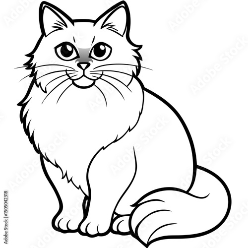 Simple Birman Cat Vector on White Background