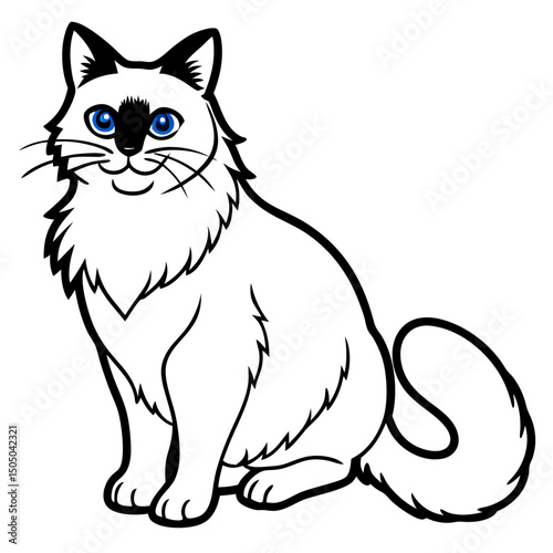 Simple Birman Cat Vector on White Background