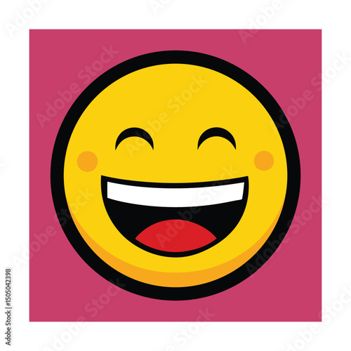 Smiling face emoji illustration depicting happiness and positive emotions on a vibrant background