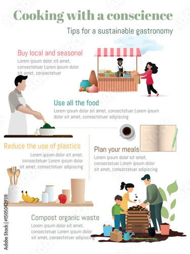 Family composting organic waste and practicing sustainable gastronomy