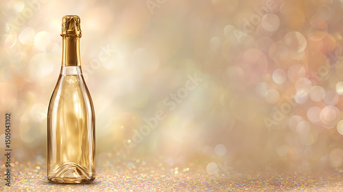 Festive Toast Scene with Golden Bottle and Text Space