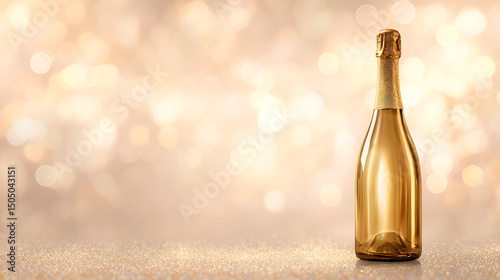 Festive Toast Scene with Golden Bottle and Text Space
