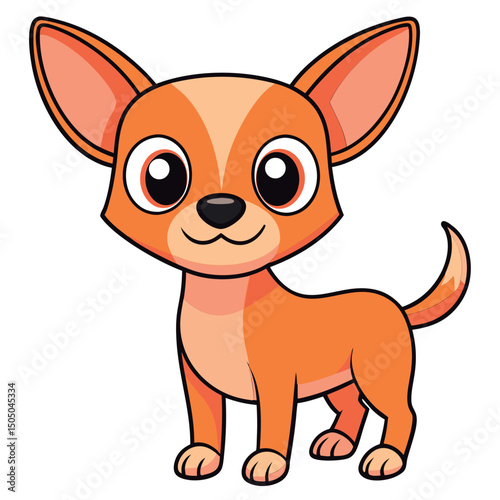 Cute cartoon chihuahua smiles happily.