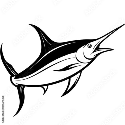 Black Marlin Vector on White Background