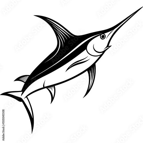 Black Marlin Vector on White Background